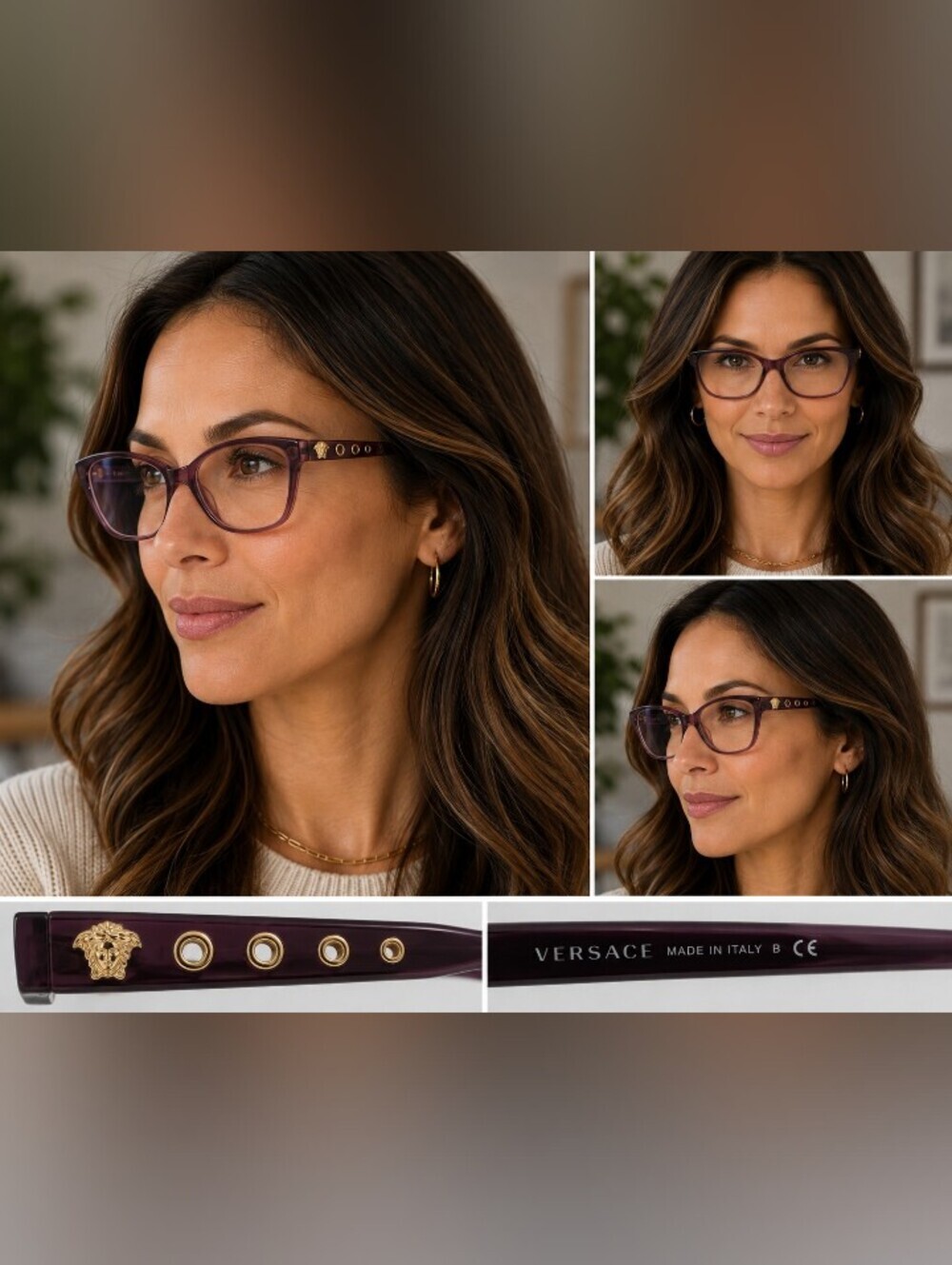 Versace VE3225 5029 Women’s Eyeglasses Transparent Violet 54-16-140 Made Italy